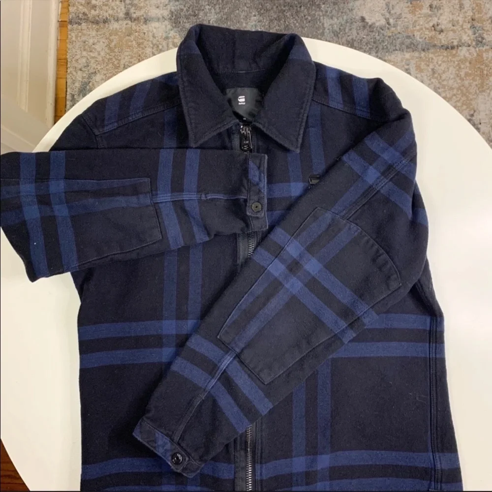 G Star Raw Men’s Slim Type Clean Overshirt Shirt Jacket Medium Navy Black